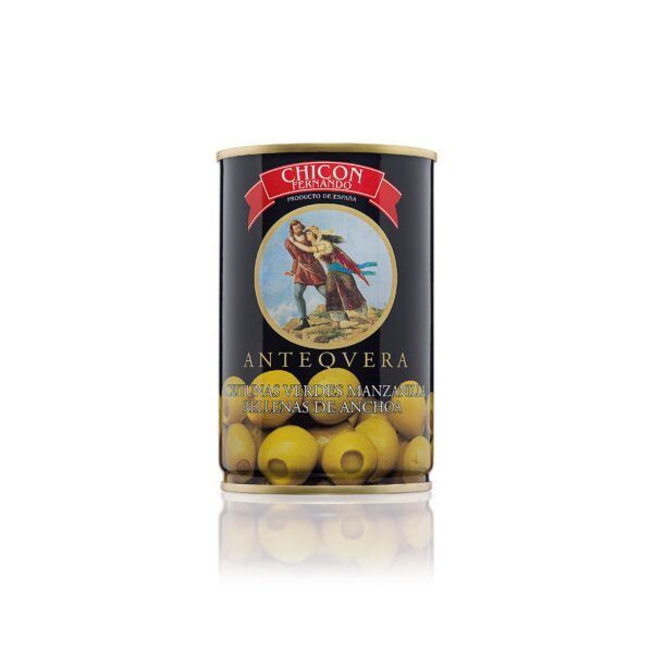 Aceitunas verdes manzanillas rellenas de anchoas pequeño